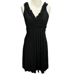 Soprano Y2K Babydoll‎ Dress M Black Ruffle Neck Fit Flare Stretch Whimsygoth USA